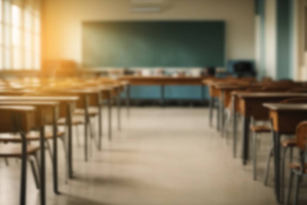 An empty classroom with a clean, mold-free environment.