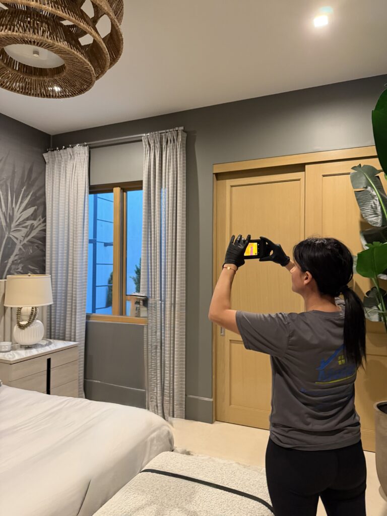 Musty Smell but No Visible Mold? Where Mold May Be Hiding 4 Thermal imaging camera used during professional moisture inspection